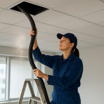 Professional air duct cleaning technician in Clinton